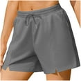 thumbnail image 1 of Besolor Womens Workout Shorts Elastic Waist Drawstring Casual Slit Summer Sweat Lounge Shorts with Pockets, 1 of 1