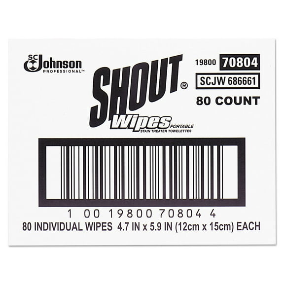 Shout Wipe & Go Stain Remover Wipes, 80 Count
