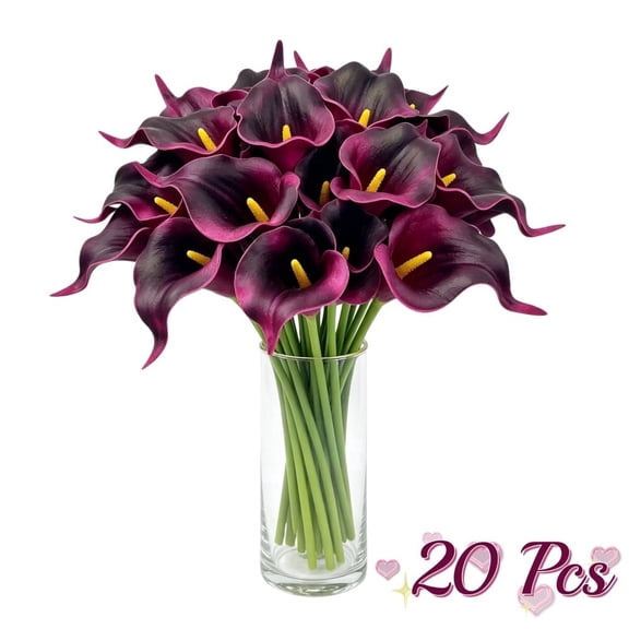 Gogcaro 20 Pcs Calla Lily Bridal Wedding Bouquet Lataex Real Touch Artificial Flower Home Party Decor (Red)