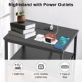 thumbnail image 6 of Beddle Nightstand with Charging Station, LED Bedside Table with 2 Fabric Drawer, 2-Tier End Table for Bedroom, Living Room, Black and Brown, 6 of 8