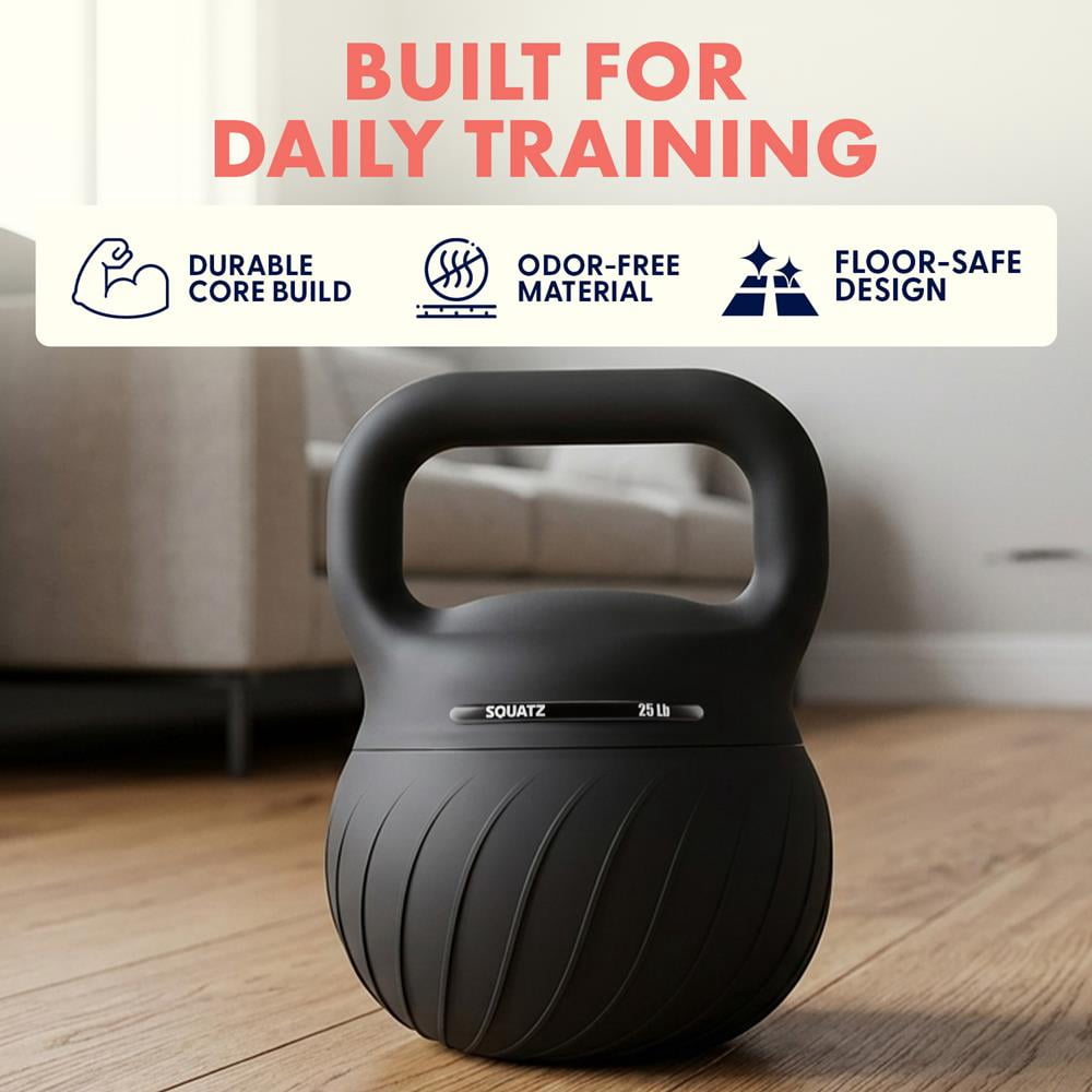 Squatz 25 lb Soft Kettlebell – Training Kettlebell with Shock-Absorbing Base, Extra-Wide Non-Slip Handle, Floor-Safe Design for Strength & Full Body Workouts