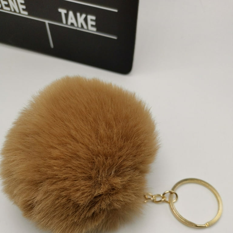 Pom Poms Keychain Fluffy Artificial Faux Fur Puff Ball Keyring Car