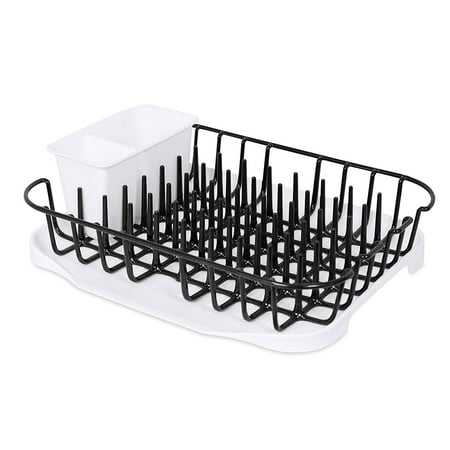 Internet's Best Dish Drying Rack with Drainer & Utensil Holder | Drainboard for Kitchen Counter | Remove Drainboard Use In Sink | White & Black |