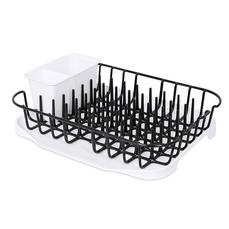 Internet's Best Dish Drying Rack with Drainer & Utensil Holder | Drainboard for Kitchen Counter | Remove Drainboard Use In Sink | White & Black | (The Best Dish Rack)