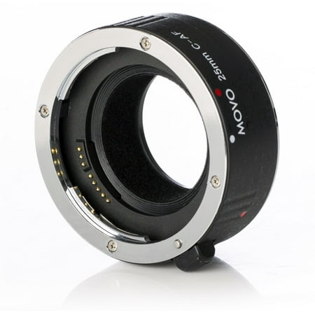 Movo MT-C25 25mm AF Chrome Macro Extension Tube for Canon EOS DSLR Camera & EF / EF-S Lenses