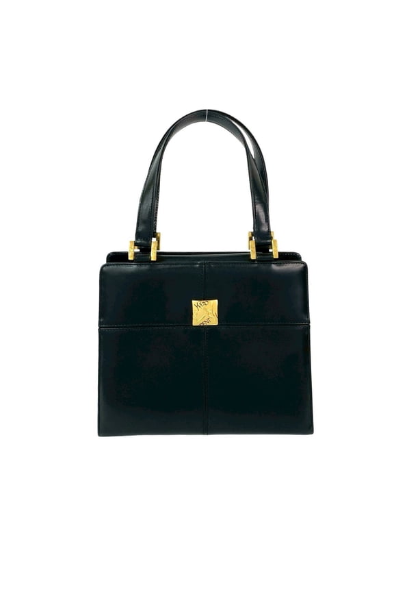 Pre-Owned YVES SAINT LAURENT Vintage YSL Logo Hardware Leather Handbag Tote Bag Black... (Good)