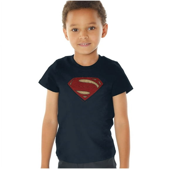 Batman V Superman Superman Costume Shield Kids T Shirt (3) for Youth Toddler Boys and Girls, Navy