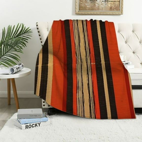 JEUXUS  Mexican Blanket Handwoven XLarge Tribal Arrow Falsa in Burnt Umbre Heavyweight Premium Blanket Mexican Yoga Bohemian Throw Indian Rug Serape