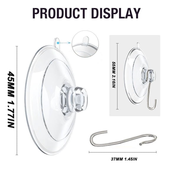 12Pcs Suction Cup Window Hooks, Suction Cup Hooks for Shower, Small Suction Hooks for Glass Window Decoration, bathroom, Kitchen