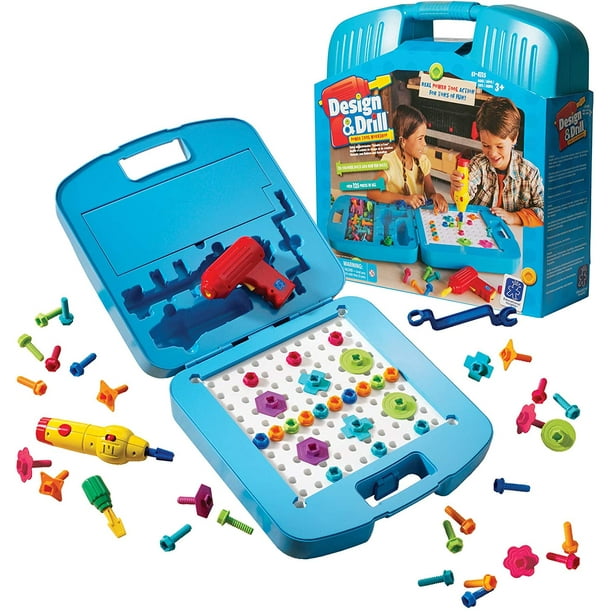 Educational Insights Design & Drill Power Tool Workshop with Electric Drill, 125 Piece Set, Preschool STEM & Take Apart Building Toy, Boys and Girls Ages 3, 4, 5+