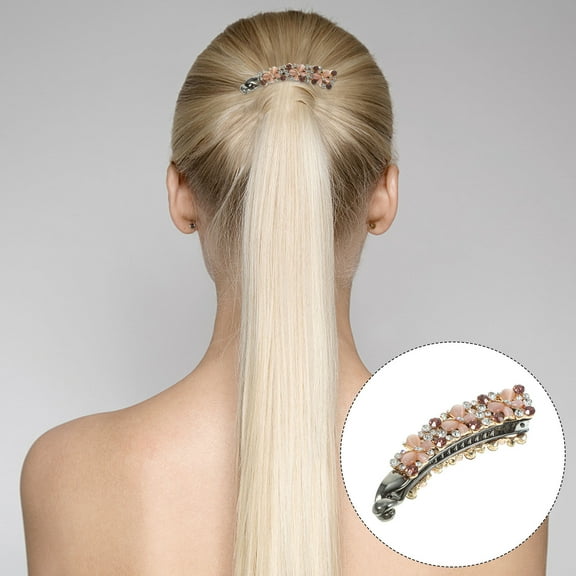 Topbathy Rhinestone Banana Hair Clip for Women Shiny Sparkly Metal Hair Clamp with Rhinestone 4.7 inches