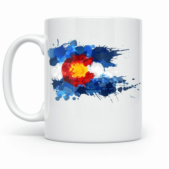 Colorado Flag 11 oz Coffee Mug - Watercolor Art White Ceramic Gift