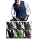 thumbnail image 4 of Chaleco De Un Solo Pecho Con Cuello En V Patrón De Cuadros Chaleco Casual De Moda Delgado Para Hombres Azul XL, 4 of 6