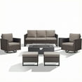 thumbnail image 2 of Patiobula Outdoor Oversized Patio Furniture Set with Fire Pit Table, All-Weather Wicker Sectional Swivel Rocker Chairs Sets,Luxury 7-Seat Conversation Set for Porch, Balcony, Deck, Brown/Gray, 2 of 12