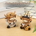 thumbnail image 4 of Ihvewuo 2pcs Coffee Highland Cow Figurines Decor Coffee Cow Desk Decorations Gnomes Scottish Resin Statue Calf for Home Garden Kitchen Office Tiered Tray Table, 4 of 11