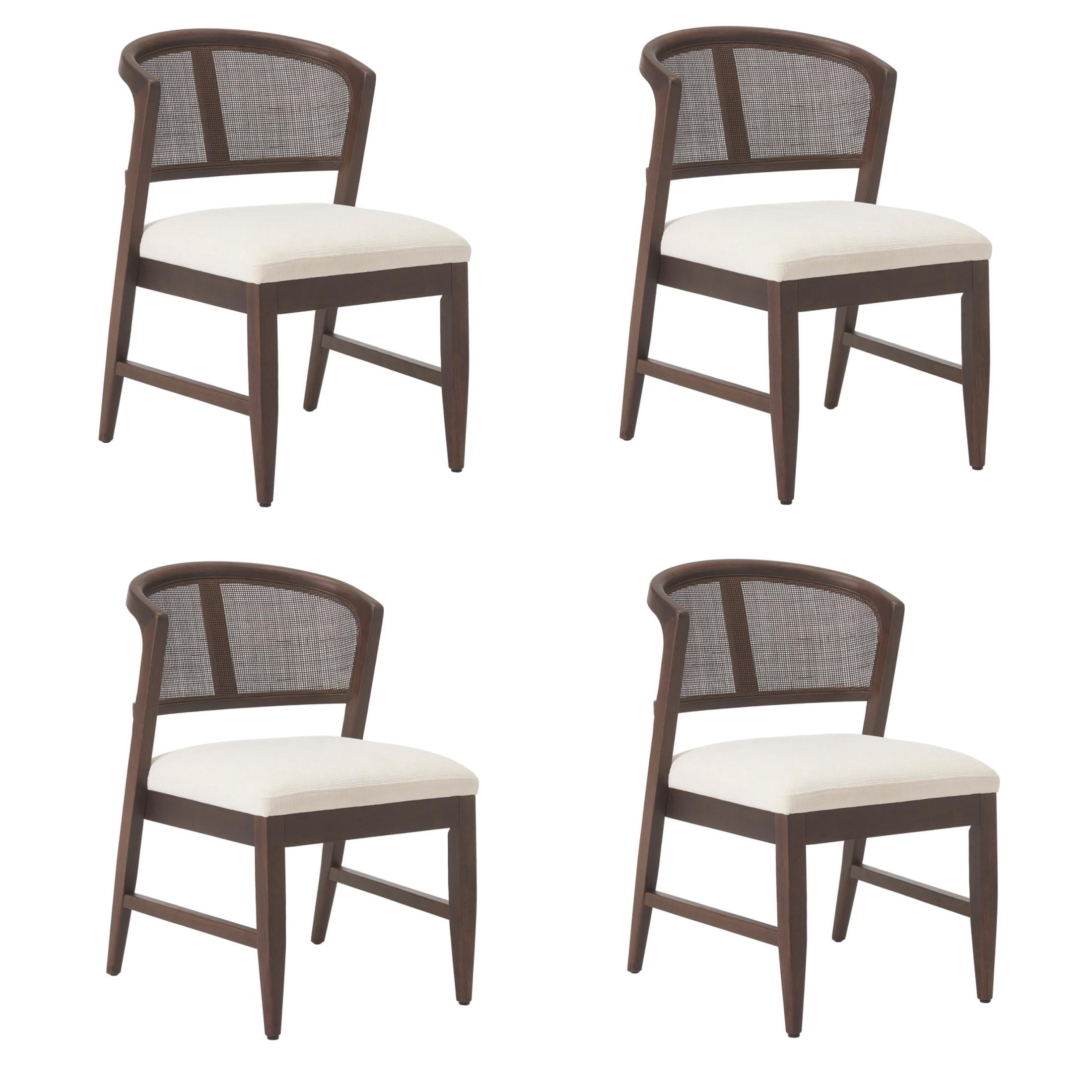 Christopher Knight Home Modern Armless Dining Chairs with Cane Back, Wood Frame, Walnut, Set of 4