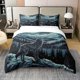 thumbnail image 1 of Wolf Funda Nórdica Queen Size 3 Pcs Natural Snow Mountain Jungle Pine Trees, 1 of 7