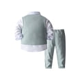 thumbnail image 2 of TiaoBug Baby Boys Gentleman Suit Long Sleeve Dress Shirt Tuxedo Vest Top Pants Birthday Party Formal Wear Light Green 5-6, 2 of 7