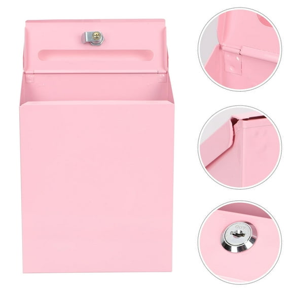 Milisten Pink Rustic Style Iron Letter Box 1Pcs Safe and Reliable Wall Mount Mail Box for Households 11.8x9.1x2.4in