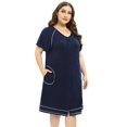 thumbnail image 4 of EFINNY Women's Plus Size Comfy Cotton Nightgowns Short Sleeve Button Down Nightdress with Pockets Round Neck Nightshirt Loose Home Wear, 4 of 6