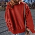 thumbnail image 5 of Round Neck Pullover for Women Loose Lambswool Casual Versatile Long Sleeve Top Fall Winter Sweatshirt Red XXL, 5 of 8