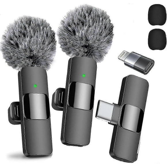 2024 Professional Wireless Lavalier Microphone 2-Pack Noise Cancelling Crystal Clear Recording with USB-C for iPhone 15 Pro Max, iPad, Android, Live St