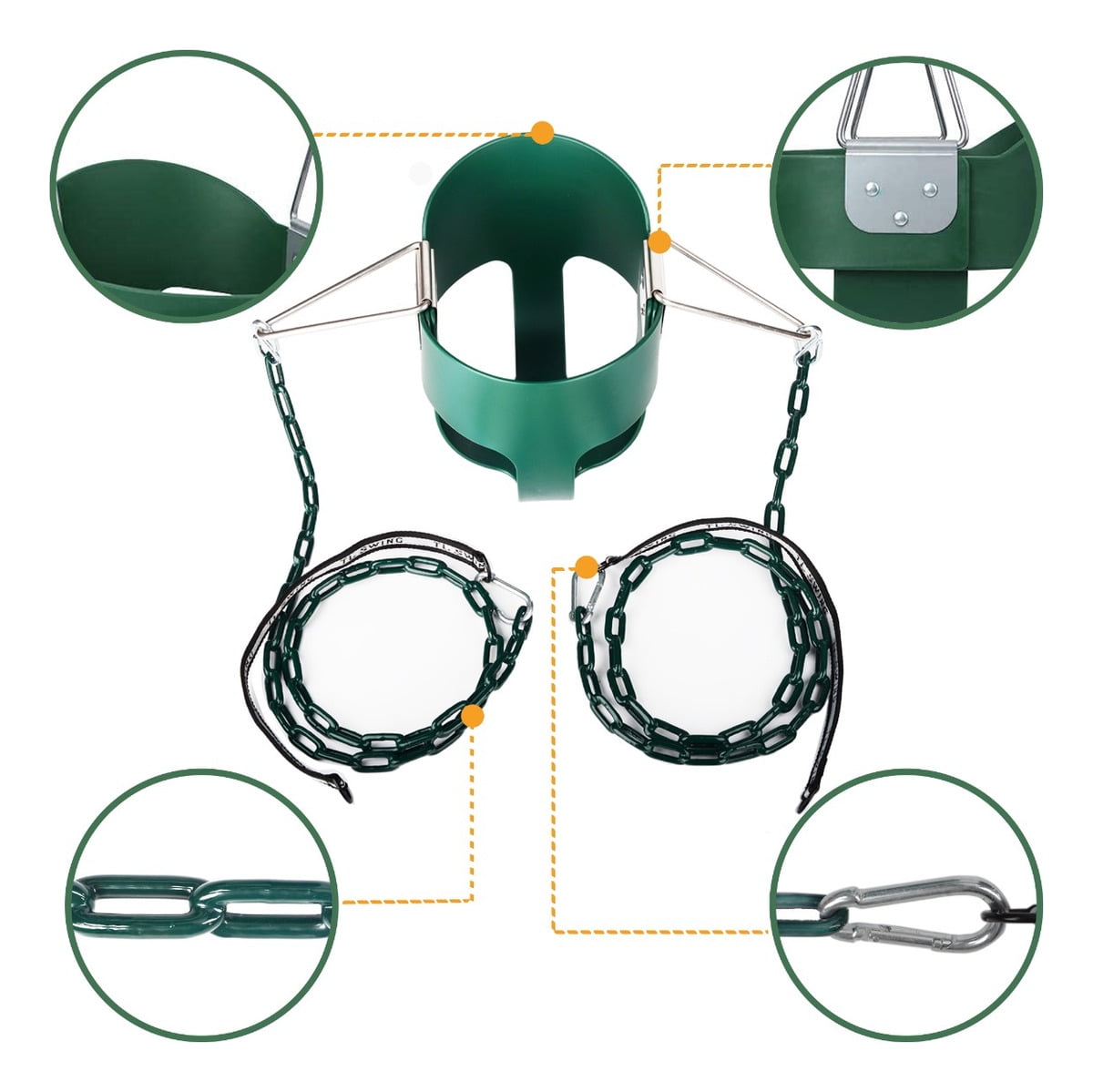 KINSPORY Outdoor Swing Seat, Weather Resistant High Back Infant Seat with Heavy-Duty Chains & Tree Straps