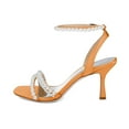 thumbnail image 4 of XYD Women's Pearl Kitten Heel Open Toe Sandals Silk Satin Rhinestone Bridal Prom Wedding Shoes Size 5 Orange, 4 of 6