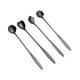 thumbnail image 3 of Juego de 4 cucharas de acero inoxidable con forma de flor para mezclar, cubiertos para té helado, postre, vajilla, accesorios de cocina (negro), 3 of 7