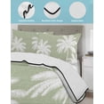 thumbnail image 4 of Quilts Queen Size Bedding Set, Sage Green Palm Trees Lightweight Quilted Comforter, Farmhouse Tropical Summer Beach Soft Reversible Bedspread Coverlet with Pillow Covers for All Season, 90" x 96", 4 of 7