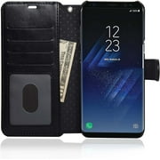 Samsung Galaxy S8 Plus Wallet Case Slim Fit Light Premium Flip Cover with RFID Protection - Black