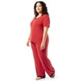 thumbnail image 4 of Fruit of the Loom Women's Soft & Breathable V-Neck Short Sleeve Top & Pajama Pant Set, Sizes S-4X, 4 of 10