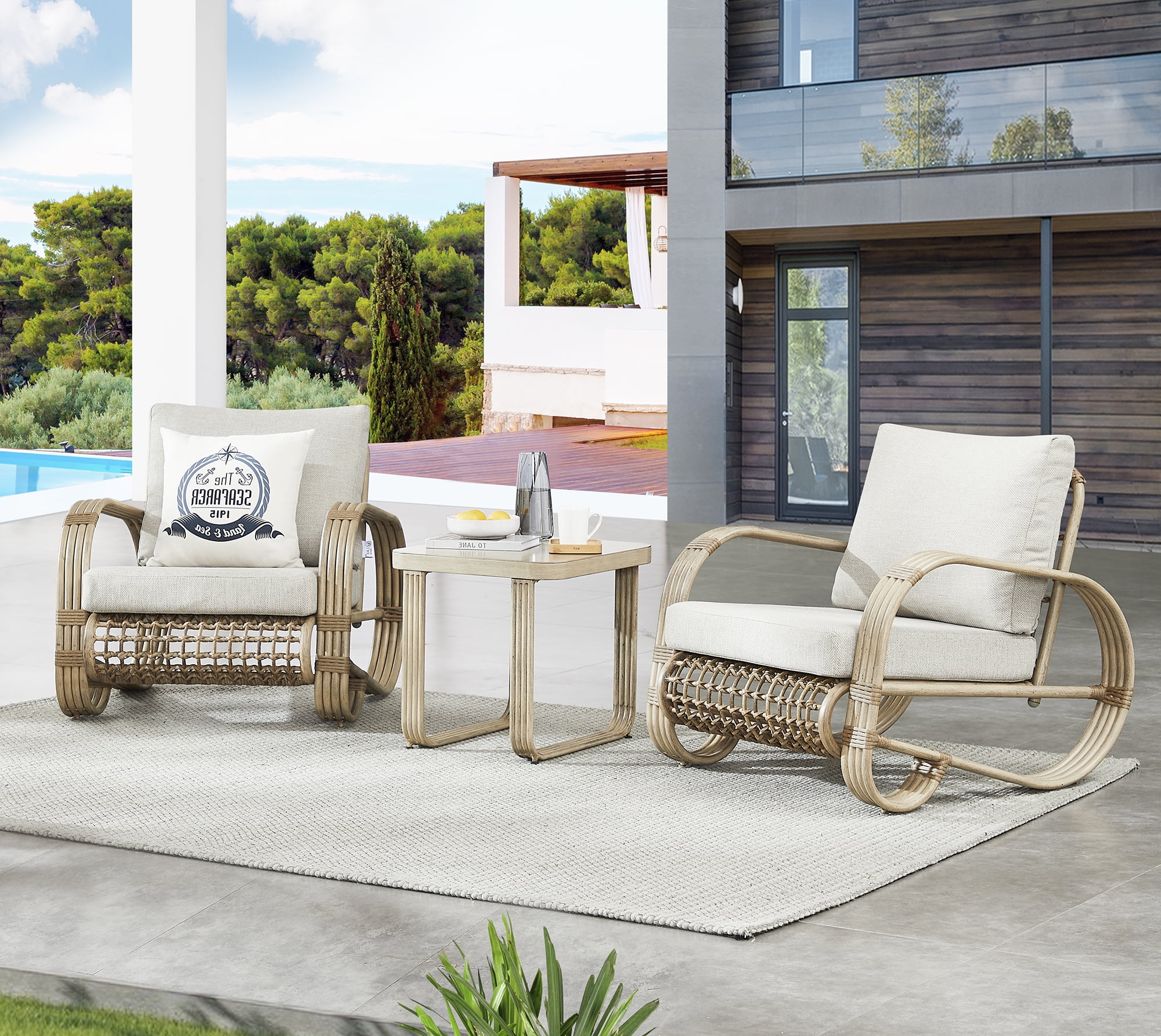 Ulax furniture patio wicker swivel glider chair outdoor cushioned rattan rocker rocking chair deals