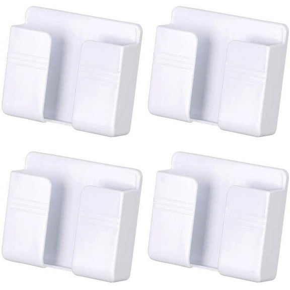4PC Wall Mount Cell Phone Charging Holder, Black Adhesive Mobile Phone Wall Stand for Charger, Phone Holders for Shower Bed Wall
