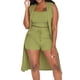 thumbnail image 1 of Conjunto de 3 piezas para mujer con chaleco sin mangas acanalado y pantalones cortos: conjunto informal elástico de color liso para salir de fiesta o para el día a día (tallas S-XXL), 1 of 3