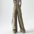 thumbnail image 4 of Owordtank Womens Cargo Pants High Waist Baggy Relaxed Fit Trousers with Pockets Loose Jogger Goth Grunge Y2K Clothes, 4 of 6