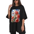 thumbnail image 4 of Plus Size Shirt for Women Black Tops for Women Short Sleeves Shirt for Women Rose T Shirt Crewneck Shirt for Women 4XL, 4 of 5