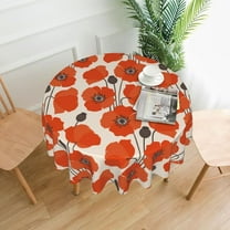 Red Poppy Flowers Round Tablecloth 60 Inch,Table Cloth Autumn Holiday Table Cover Decorative for Indoor Outdoor Party Kitchen Dining