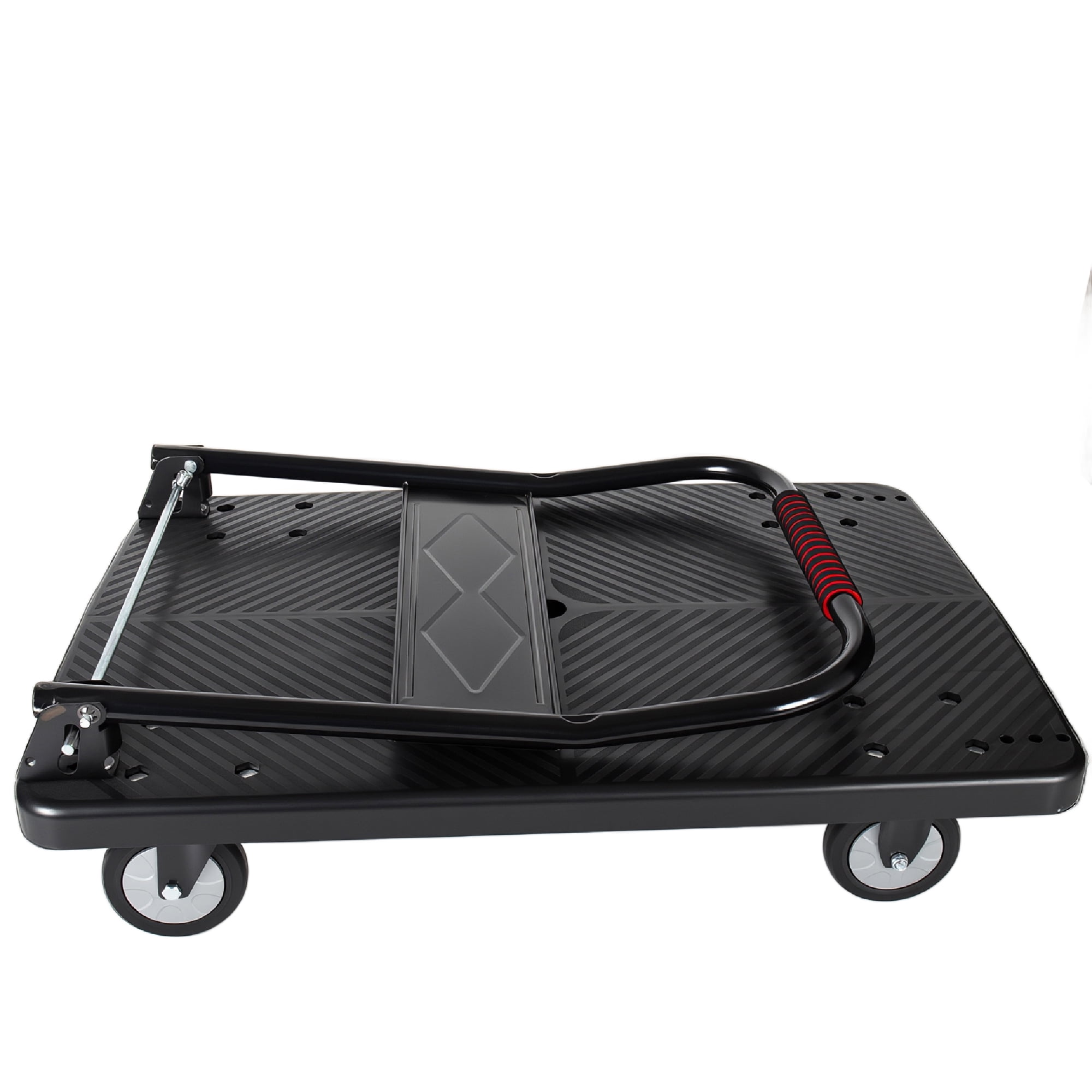 Foldable Platform Truck Dolly, 660lbs Heavy‑Duty Push Handcart with 360° Silent Swivel Wheels & 4 Steel Load‑Bearing Beams for Warehouse Garage Home Moving