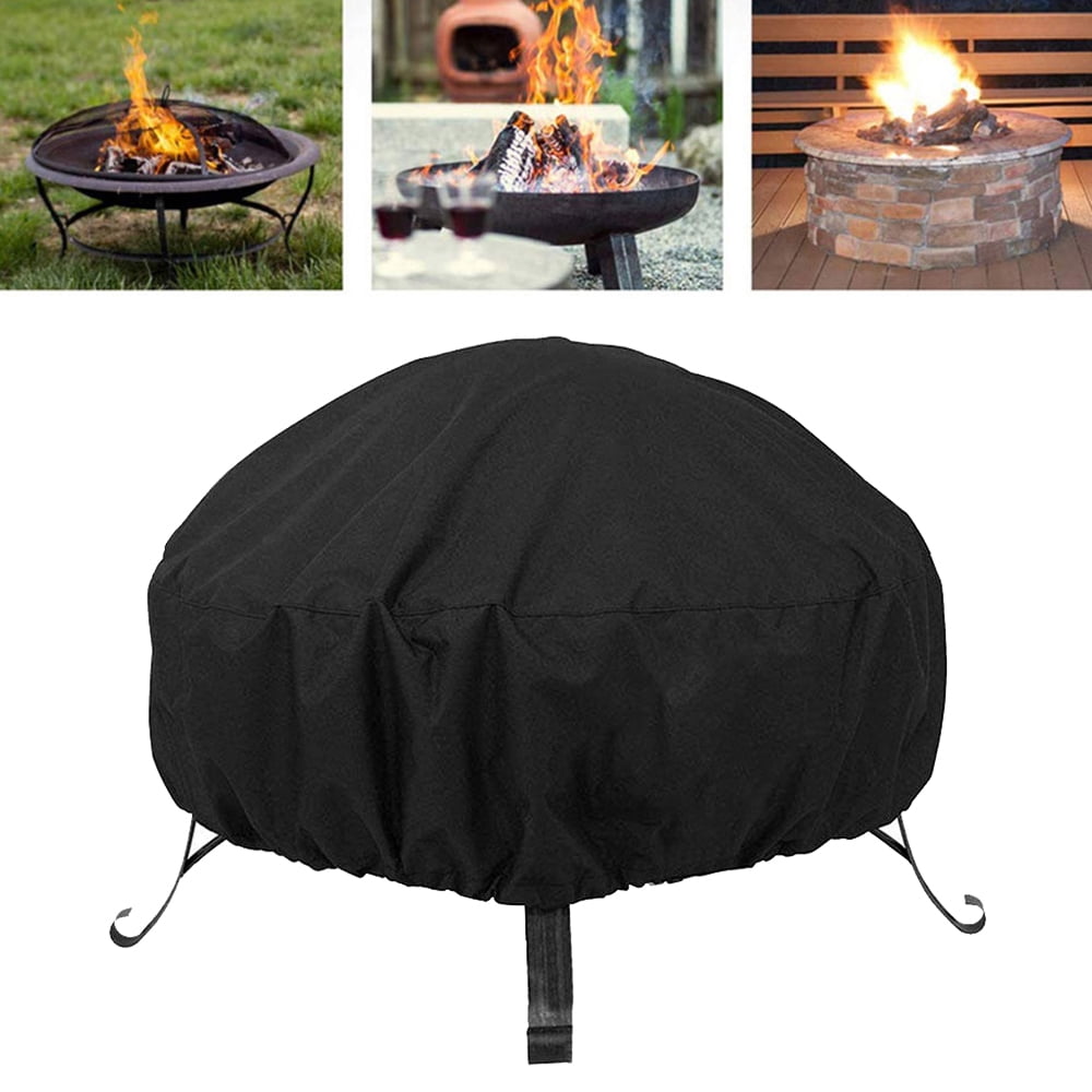 Large Round Fire Pit Cover Waterproof UV Resistant BBQ Rain Garden Patio Outdoor