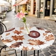 thumbnail image 6 of Fall Maple Leaf Football Round Tablecloth for 55-60 Inch Tables, Fitted Table Cover with Elastic Edge, Autumn Farmhouse Vintage Waterproof Outdoor Table Cloth Protector for Patio Garden Dinner Picnic, 6 of 9