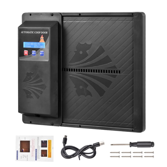 Automatic Chicken Coop Door, 10.6"x8" Large Size with Manual & Timer Mode, Auto Chicken Door Design, USB-C or 3 AA Batteries Power Supply, Anti-Pinch & Aluminum Alloy Weather Proof(Black)