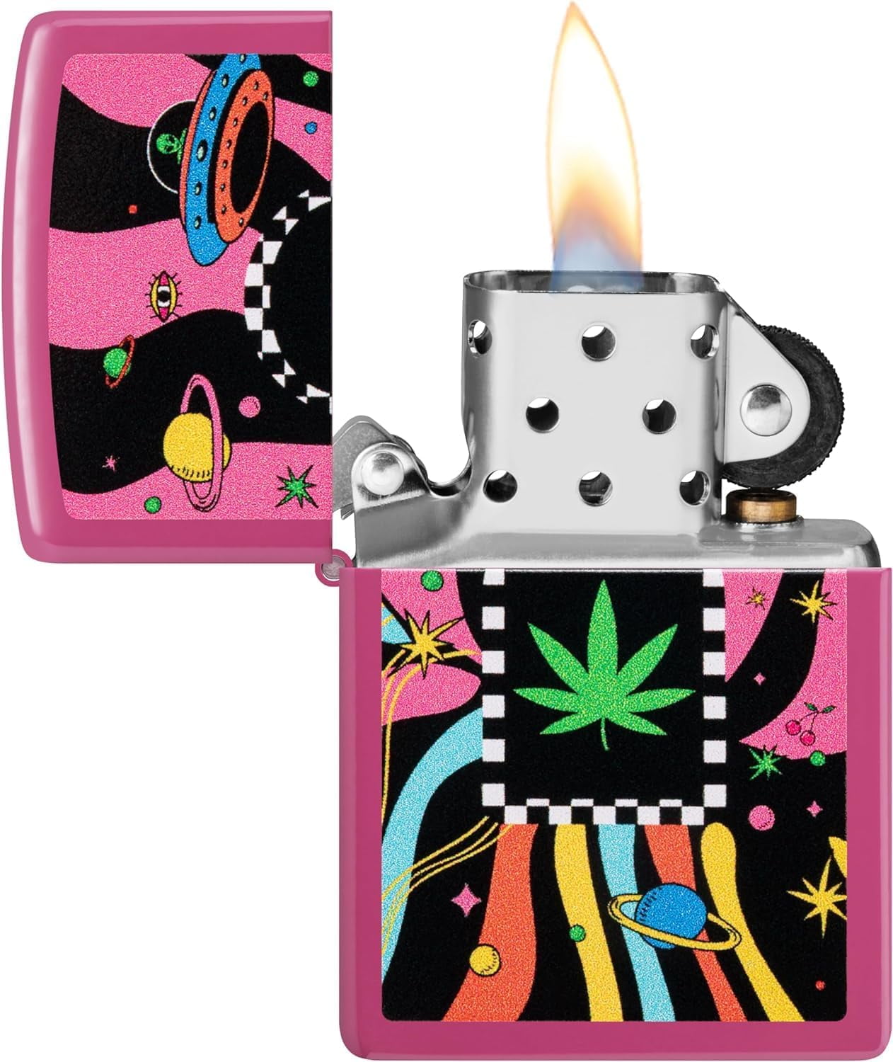Zippo Lighter - Personalized Message Engraved on Backside Leaf Smoke 48928