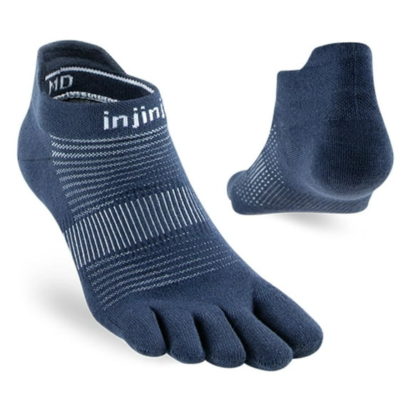 Injinji Unisex Run Lightweight No-Show Toe Socks, Navy, Medium