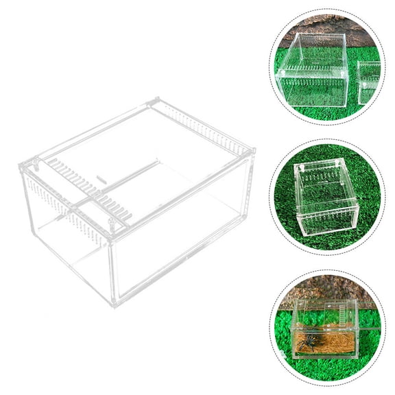 MERRYHAPY Transparent Reptile Breeding Box for Spider and Small Pet Feeding, Habitat Container, 1 Piece