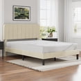 thumbnail image 2 of VECELO Queen Size Upholstered Beds, Modern Platform Bed Frame with Adjustable Headboard, Wooden Slats Support/No Box Spring Needed, Beige, 2 of 8