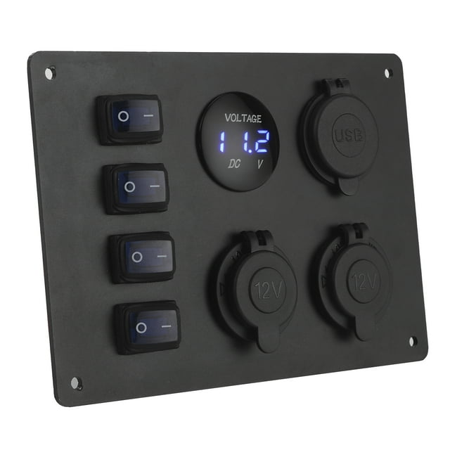 Boat Rocker Switches, Marine Switch Panel Rocker Switch Panel 4 Gang 12V for Gps Navigators for Car Boat Rvs