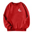 thumbnail image 5 of WOYY Girl's Cute Sweatshirt Preppy Graphic Crewneck Long Sleeve Pullover Top, Red, Sizes 3-14, 5 of 6