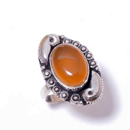 Carnelian - Brazil Gemstone 925 Sterling Silver Handmade Ring S.8.5 R39