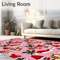 thumbnail image 2 of ODIKA 4'x6' Machine Washable Non-Slip Area Rug, Patchwork Holiday Motifs Featuring Santa Hats and Gift Boxes Design High Traffic Rug with Pad, Pink, 628101, 2 of 8